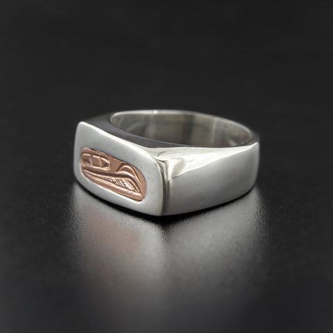 Eagle - Silver Ring with 14k Rose Gold