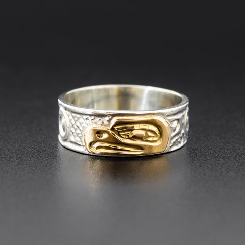 Eagle - Silver Ring with 14k Gold