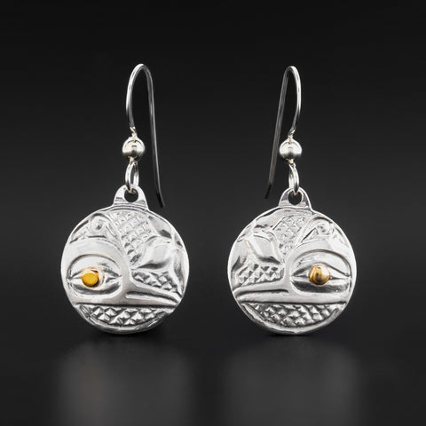 Hummingbird - Silver Earrings with 14k Gold