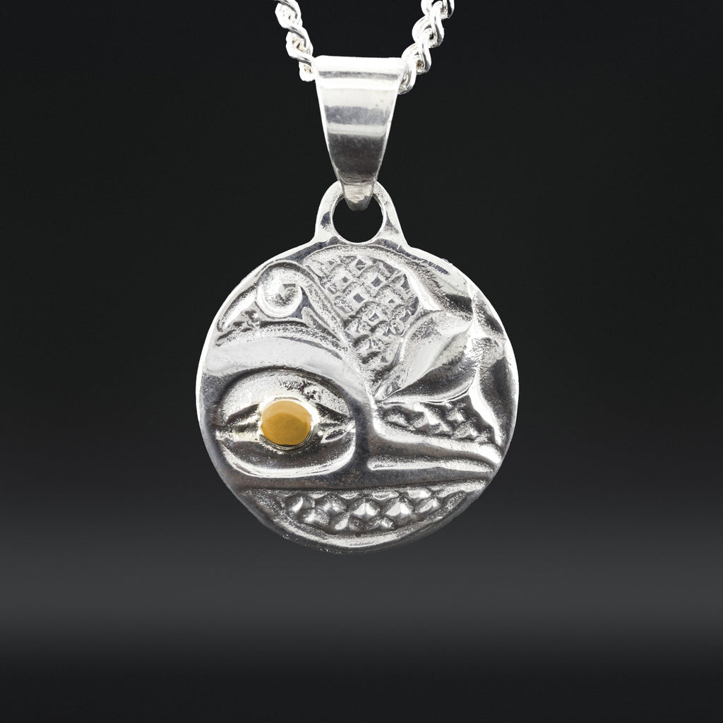 Hummingbird - Silver Pendant with 14k Gold