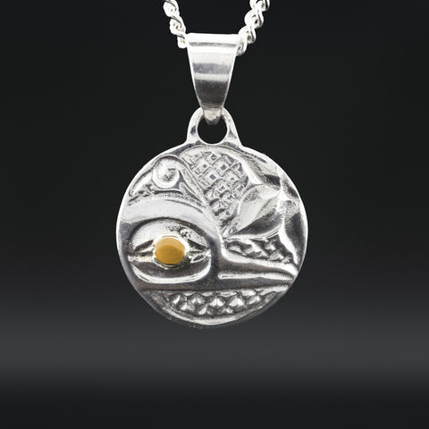 Hummingbird - Silver Pendant with 14k Gold