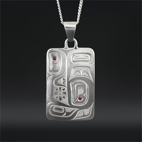 Eagle - Silver Pendant with Rubies