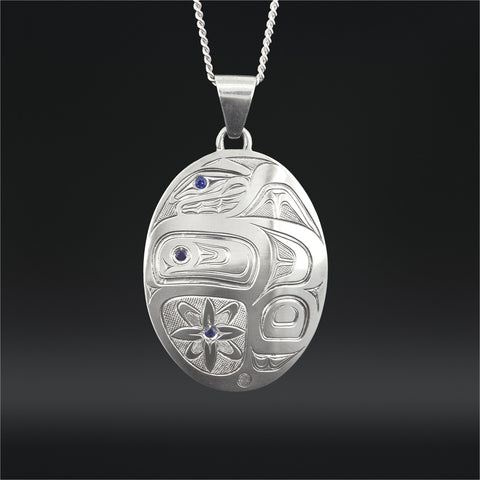 Abstract Thunderbird - Silver Pendant with Sapphire