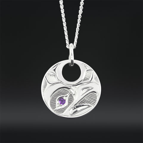 Eagle - Silver Pendant with Amethyst