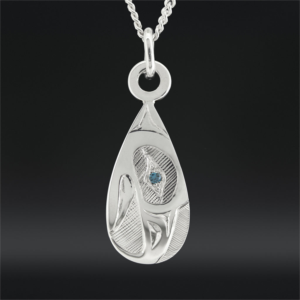 Eagle - Silver Pendant with Blue Diamond