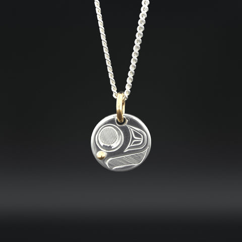 Salmon-Trouthead - Silver Pendant with 14k Gold