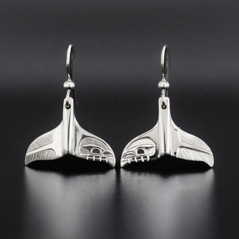 Whale Tail - Silver Earrings