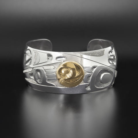 Raven - Silver Bracelet with 14k Gold