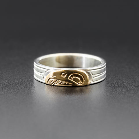 Eagle - Silver Ring with 14k Gold