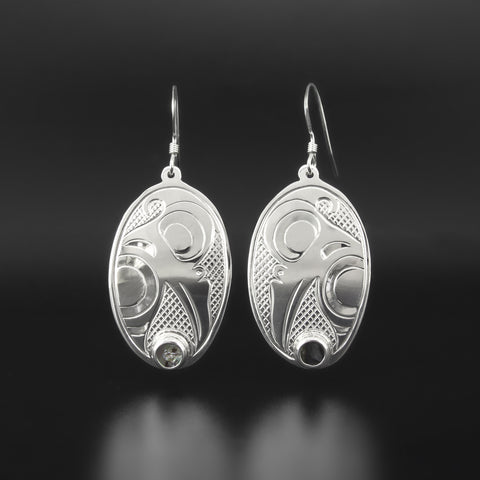 Hummingbird - Silver Earrings with Abalone