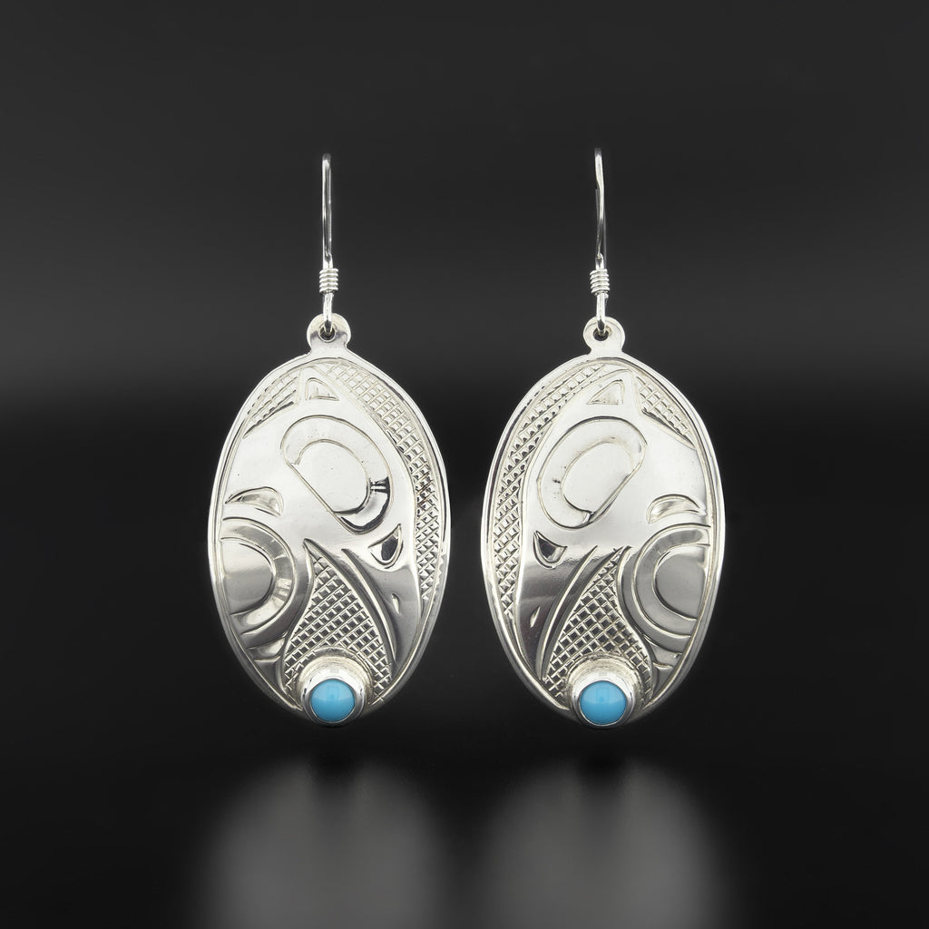 Raven - Silver Earrings with Turquoise