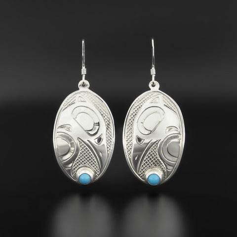 Raven - Silver Earrings with Turquoise