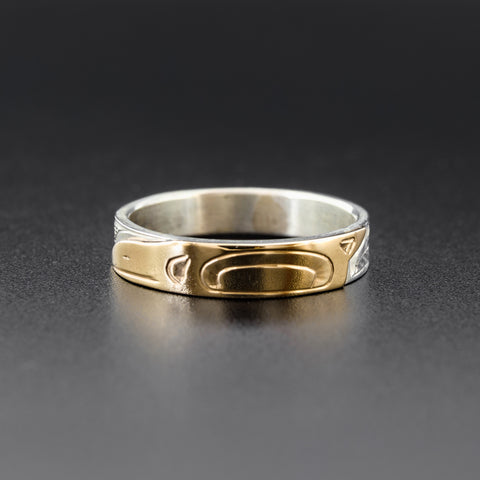 Raven - Silver Ring with 14k Gold