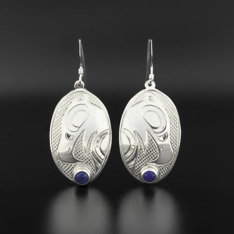 Thunderbird - Silver Earrings with Lapis