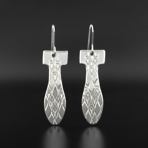 Salish Eye - Silver Paddle Earrings