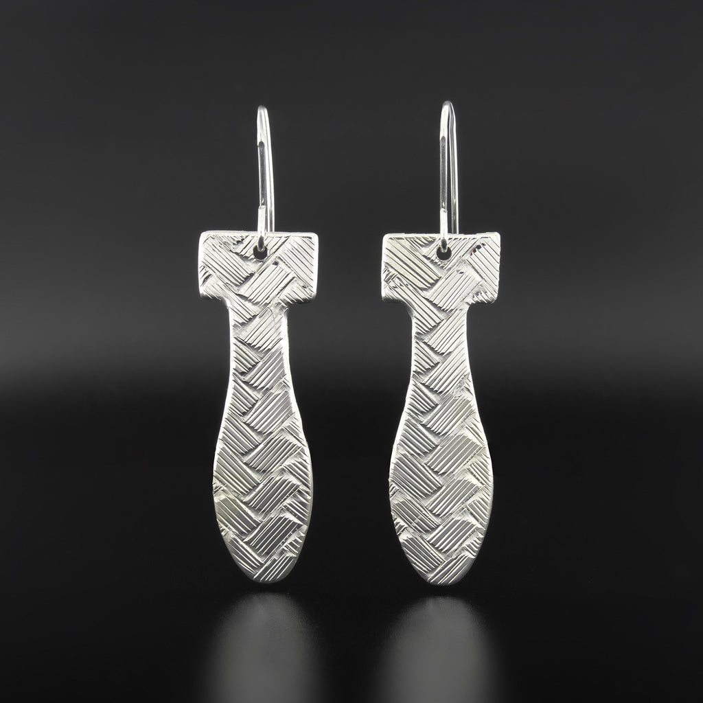 Weaving - Silver Paddle Earrings