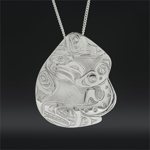 Raven and Whale - Silver Pendant