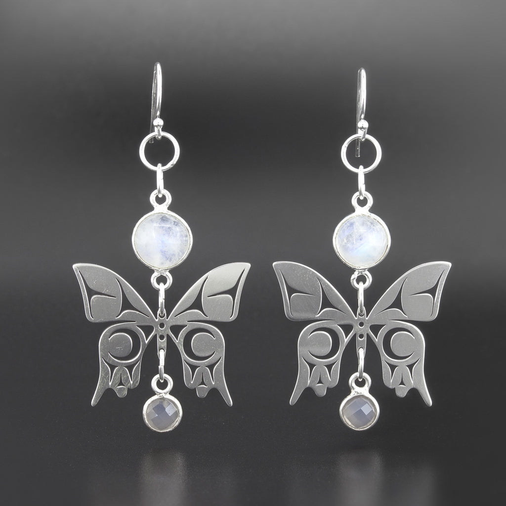 Butterfly - Silver Earrings with Moonstone