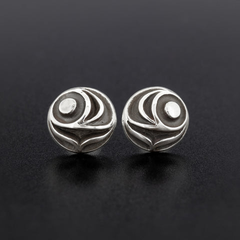 Salmon Egg - Silver Stud Earrings