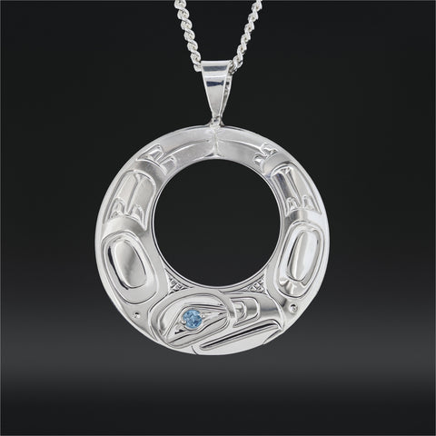 Eagle - Silver Pendant with Blue Topaz