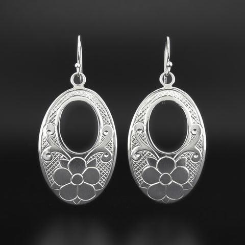 Heart Berry Flower - Silver Earrings