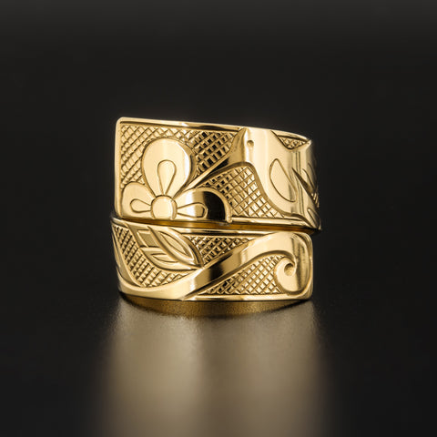 Hummingbird - 14k Gold Wrap Ring