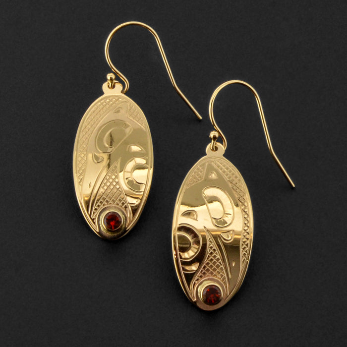 Raven - 14k Gold Earrings with Garnet