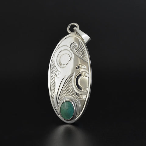 Hummingbird - Silver Pendant with Turquoise