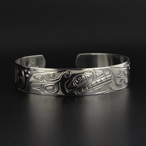 Killerwhale and Ravens - Silver Bracelet