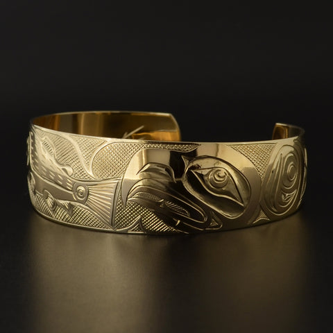 Eagle and Salmon - 14k Gold Bracelet