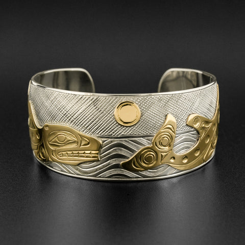 Killerwhales - Silver Bracelet with 14k Gold