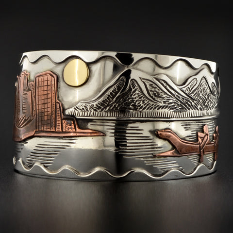 Contact on the Coast - Silver Bracelet with 14k Gold and Copper