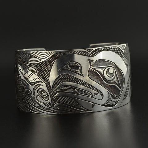 Eagle and Salmon - Silver Bracelet