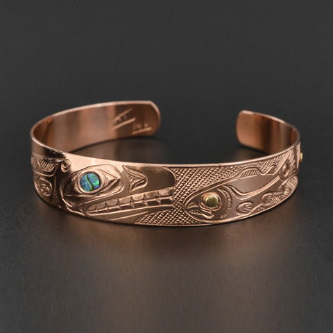 Killerwhale and Salmon - 14k Rose Gold Bracelet