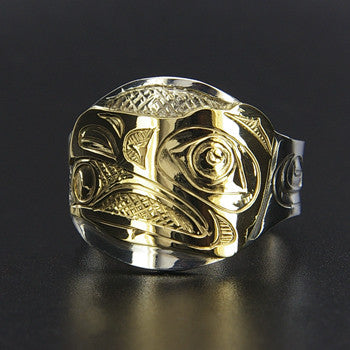 Raven and Light - Silver and 14k Ring