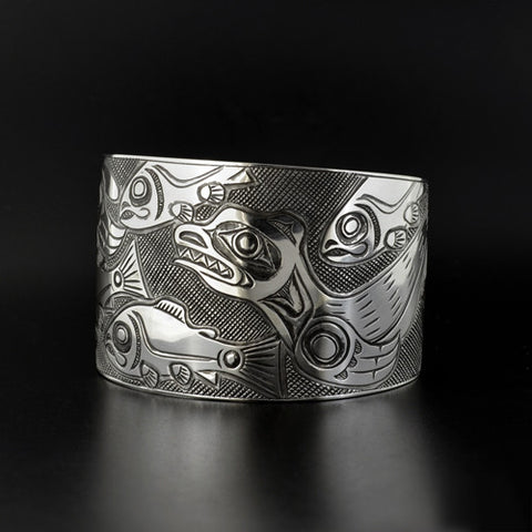 Sea Lions and Salmon - Silver Bracelet